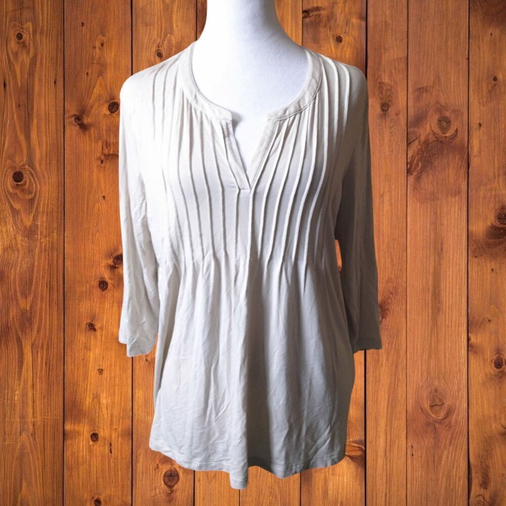 Field & Stream 3/4 Sleeve Pullover Shirt Casual Outdoor Neutral Size Medium